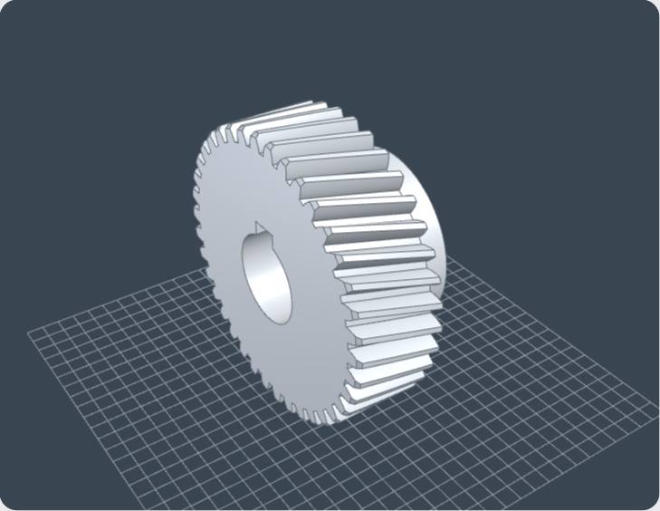 Helical gear, 3D view from Benchsmith