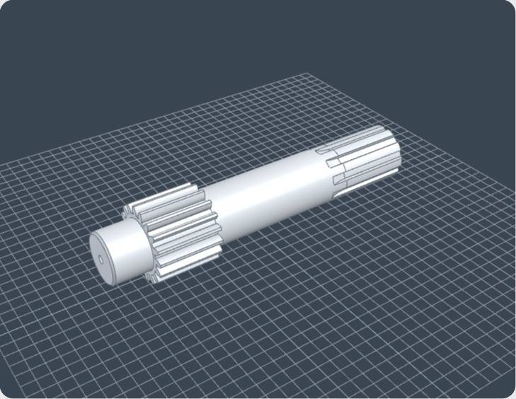 Splined pinion shaft, 3D view from Benchsmith