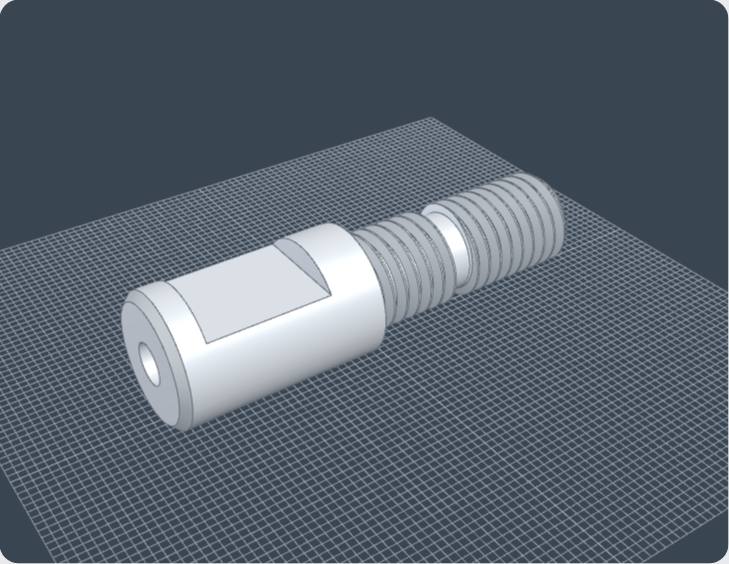 Threaded pin with flats, 3D view from Benchsmith